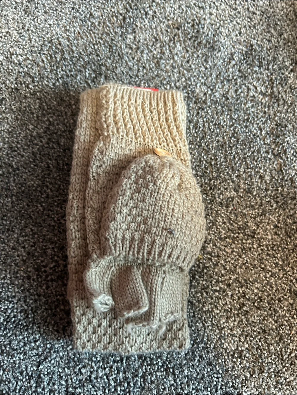 NWT Rampage Beige Knit Pop-Top Converter Gloves & Earband Winter Set OS